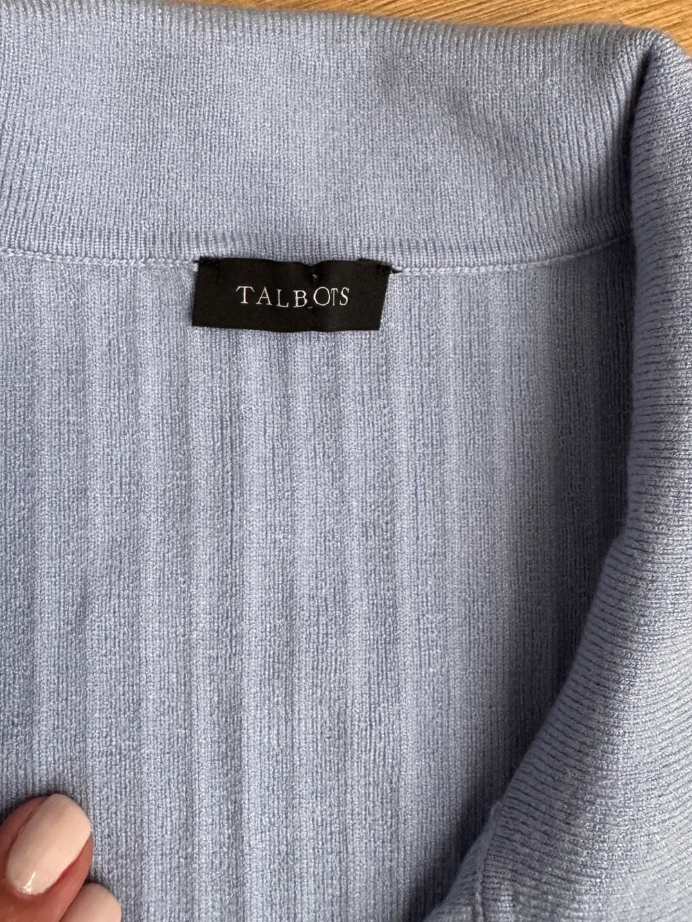 Talbots Light Blue Ribbed Longline Button-Front Shirt Jacket - Picture 2 of 4